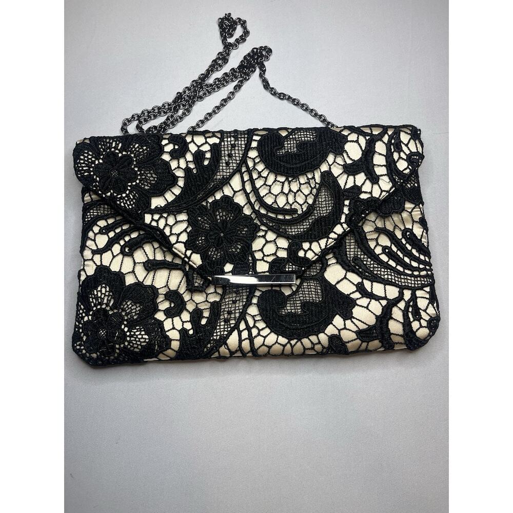 Inc International Concepts Women's Lily Lace Clutch Black Lace Over Cream Body